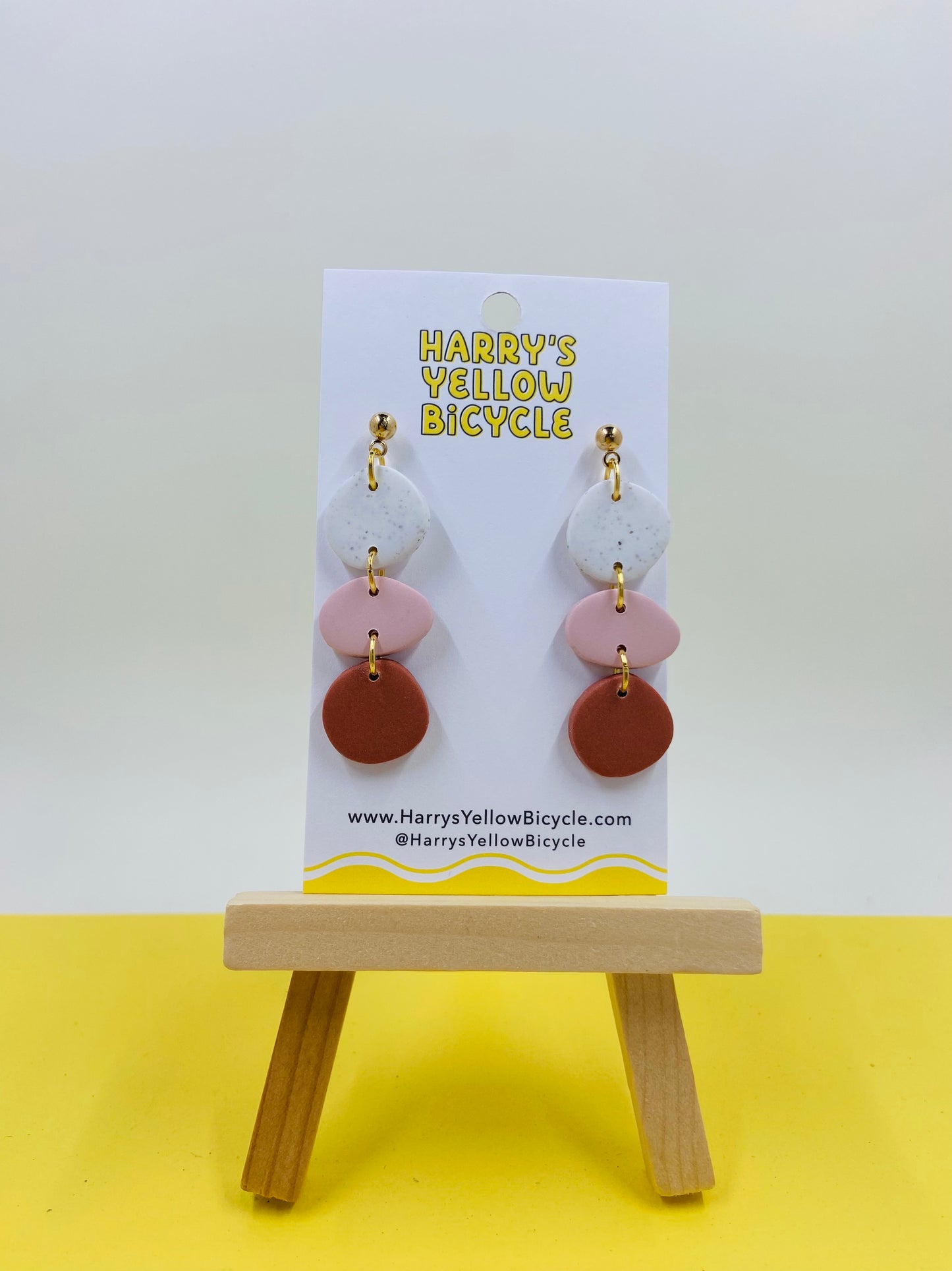 polymer clay earrings - triple pink and orange