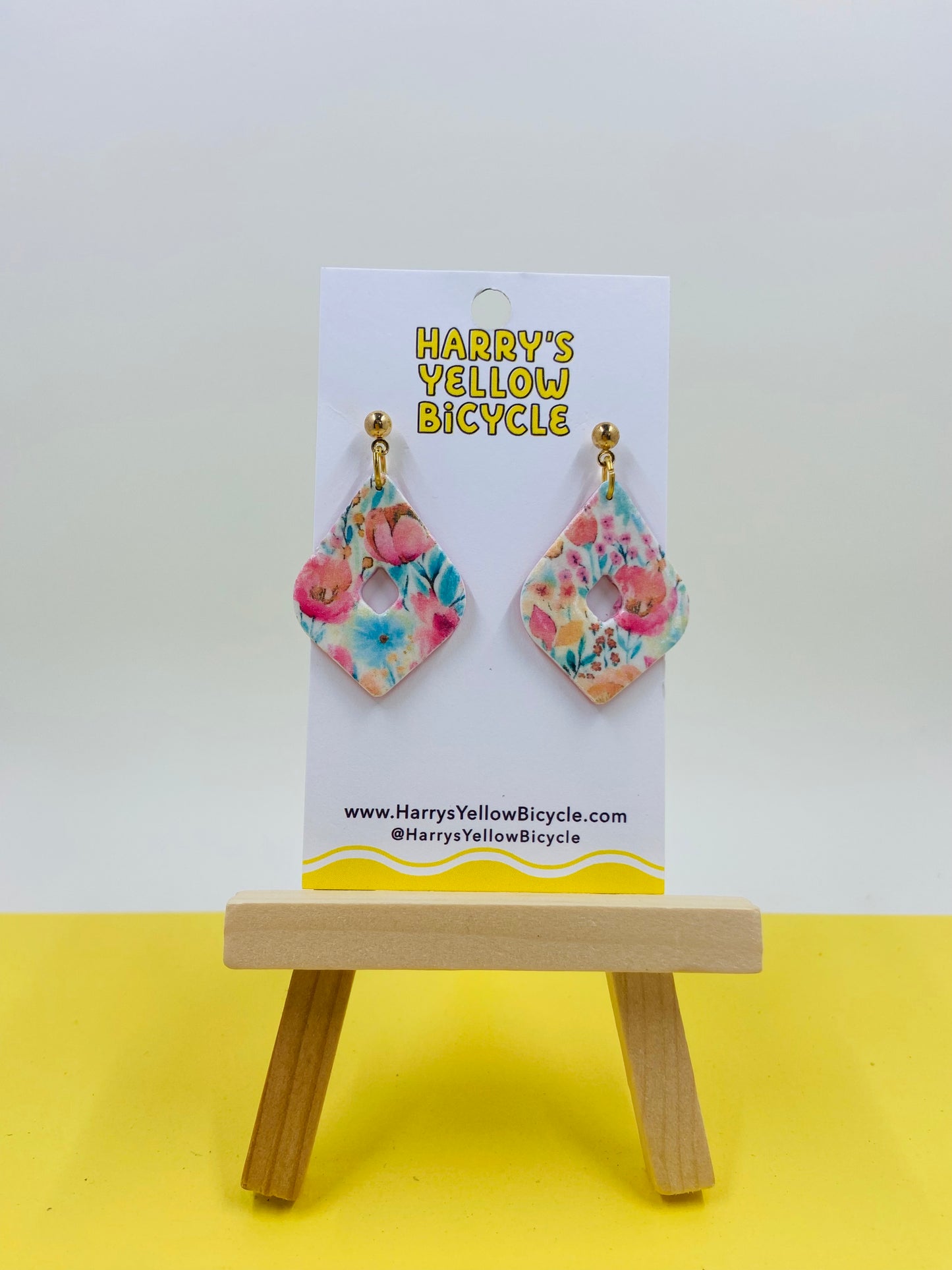 polymer clay earrings - bright floral print
