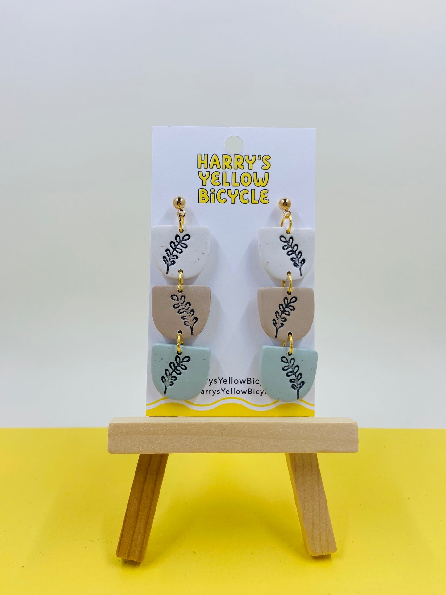 polymer clay earrings - triple foliage