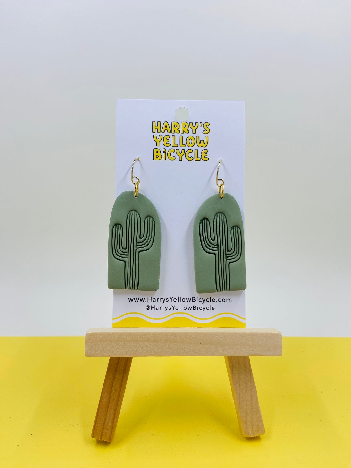 polymer clay earrings - cactus
