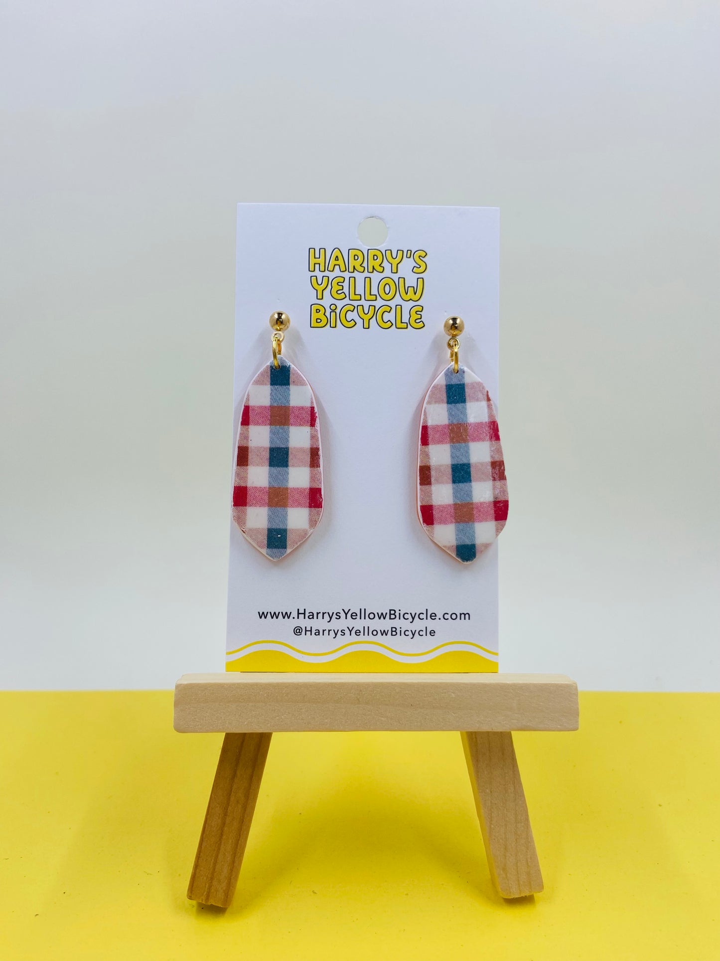 polymer clay earrings - plaid