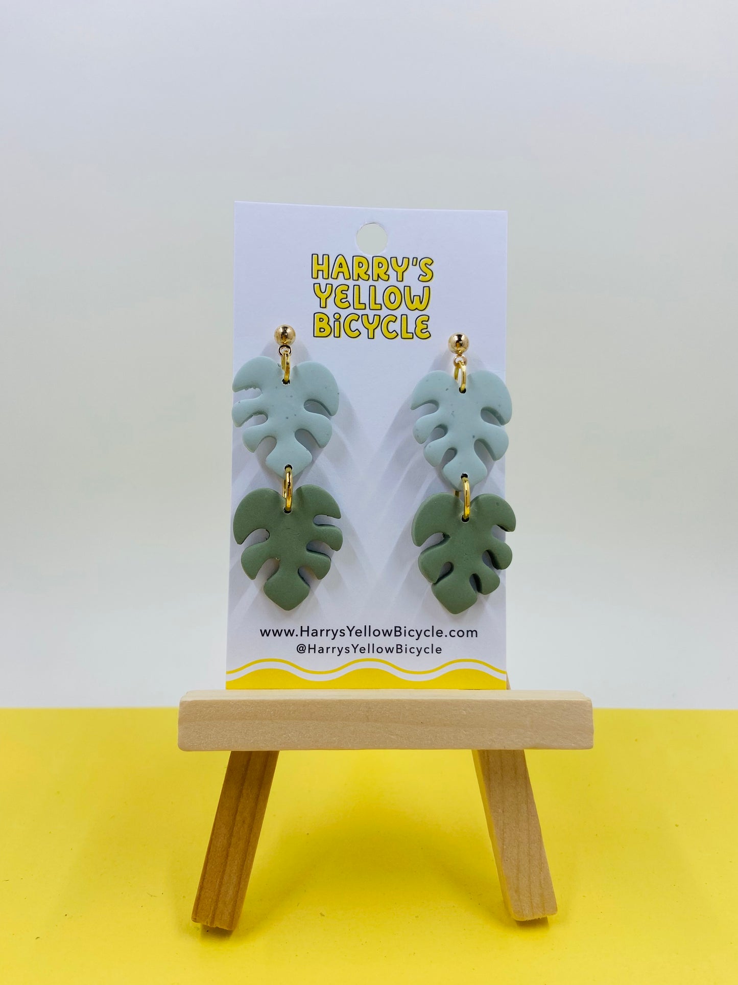 polymer clay earrings - double leaf