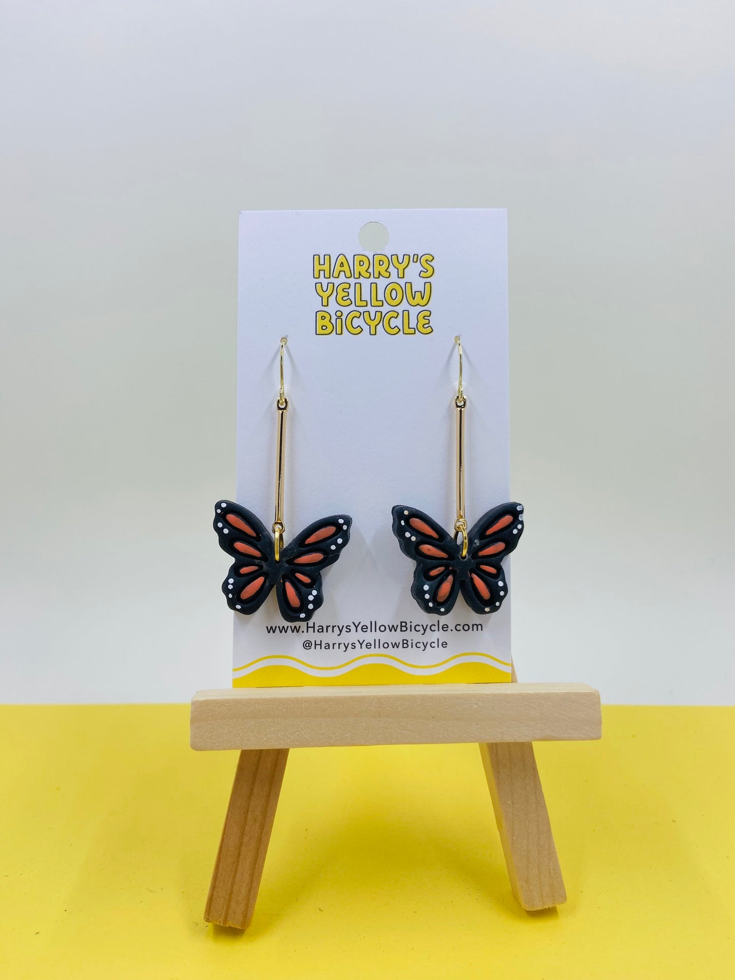 polymer clay earrings - orange butterfly