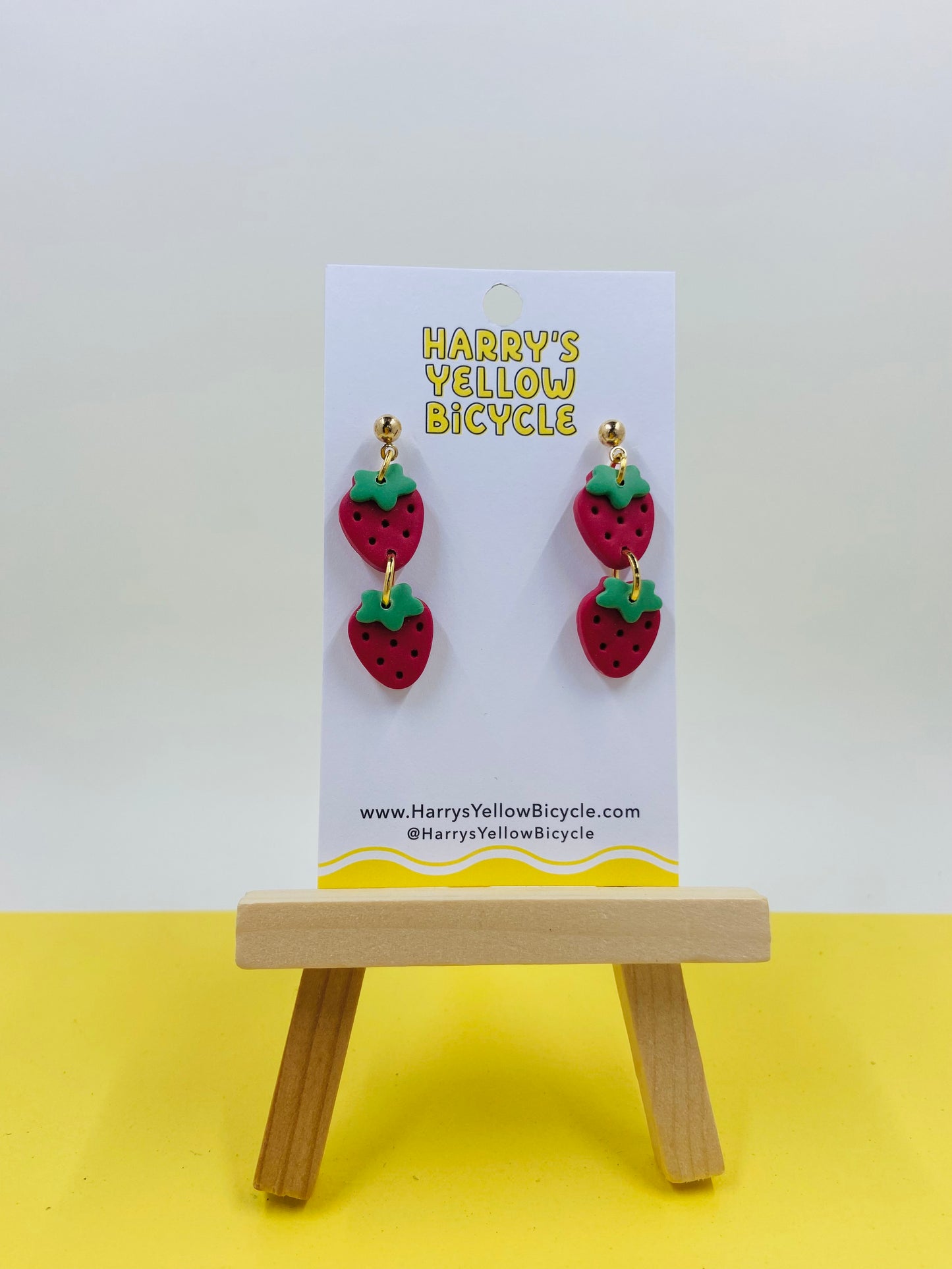polymer clay earrings - double strawberry