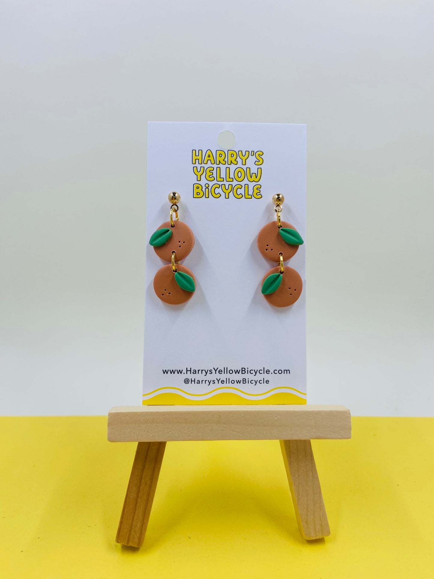 polymer clay earrings - double orange