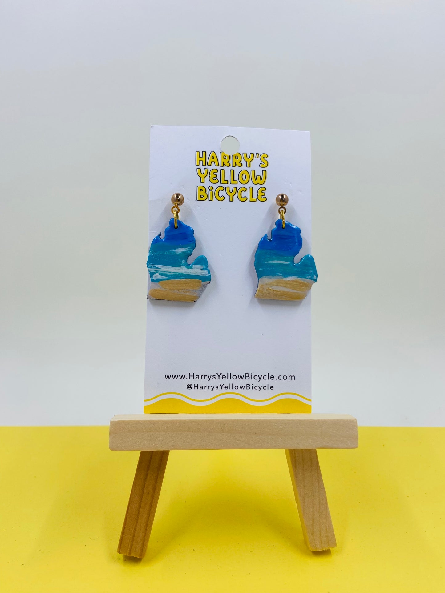 polymer clay earrings - beach michigan post