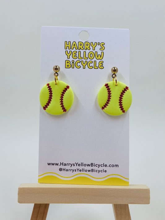 polymer clay earrings - softball
