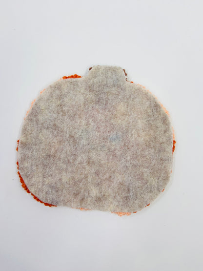 punch needle mug rug - flower pumpkin