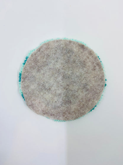 punch needle mug rug - teal waves