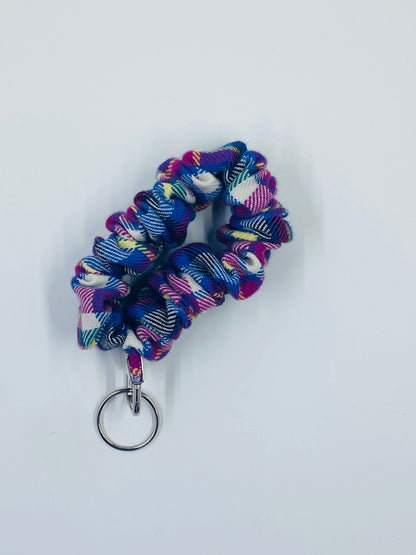 scrunchie wristlet - pink flannel plaid