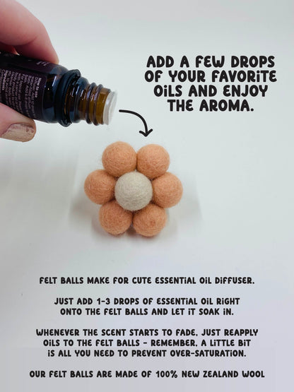 felted wool flower essential oil car vent clip