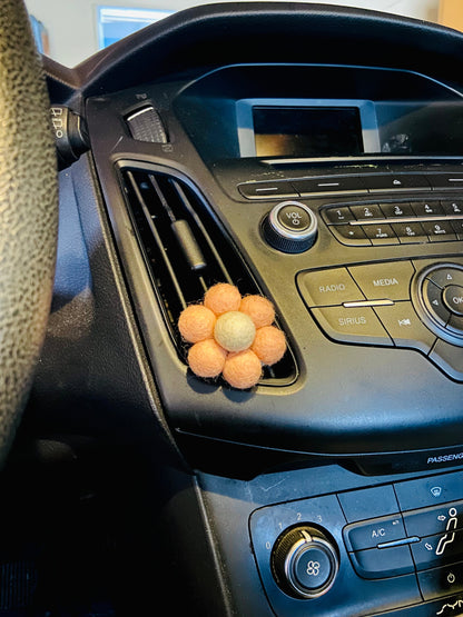 felted wool flower essential oil car vent clip