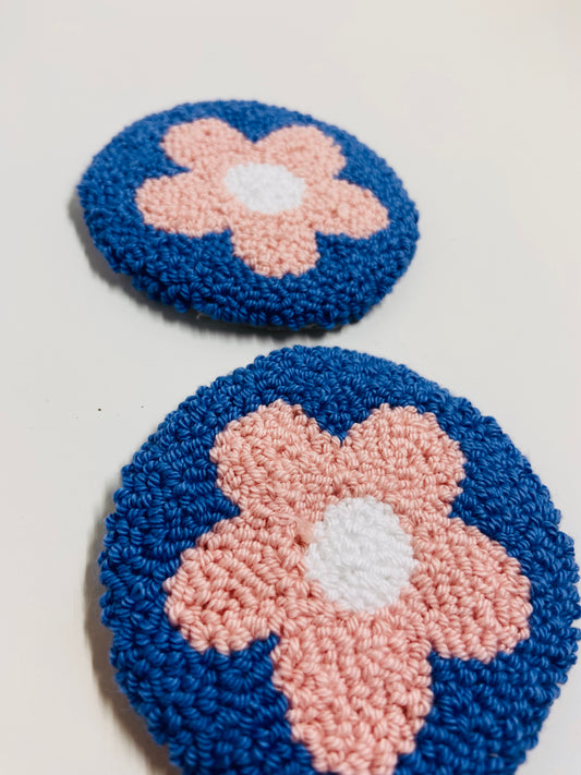 punch needle car coasters - 2 pack