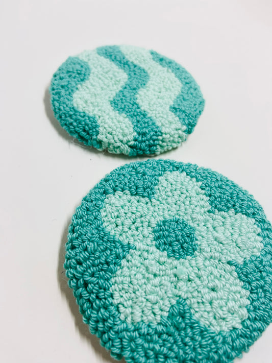 punch needle car coasters - 2 pack