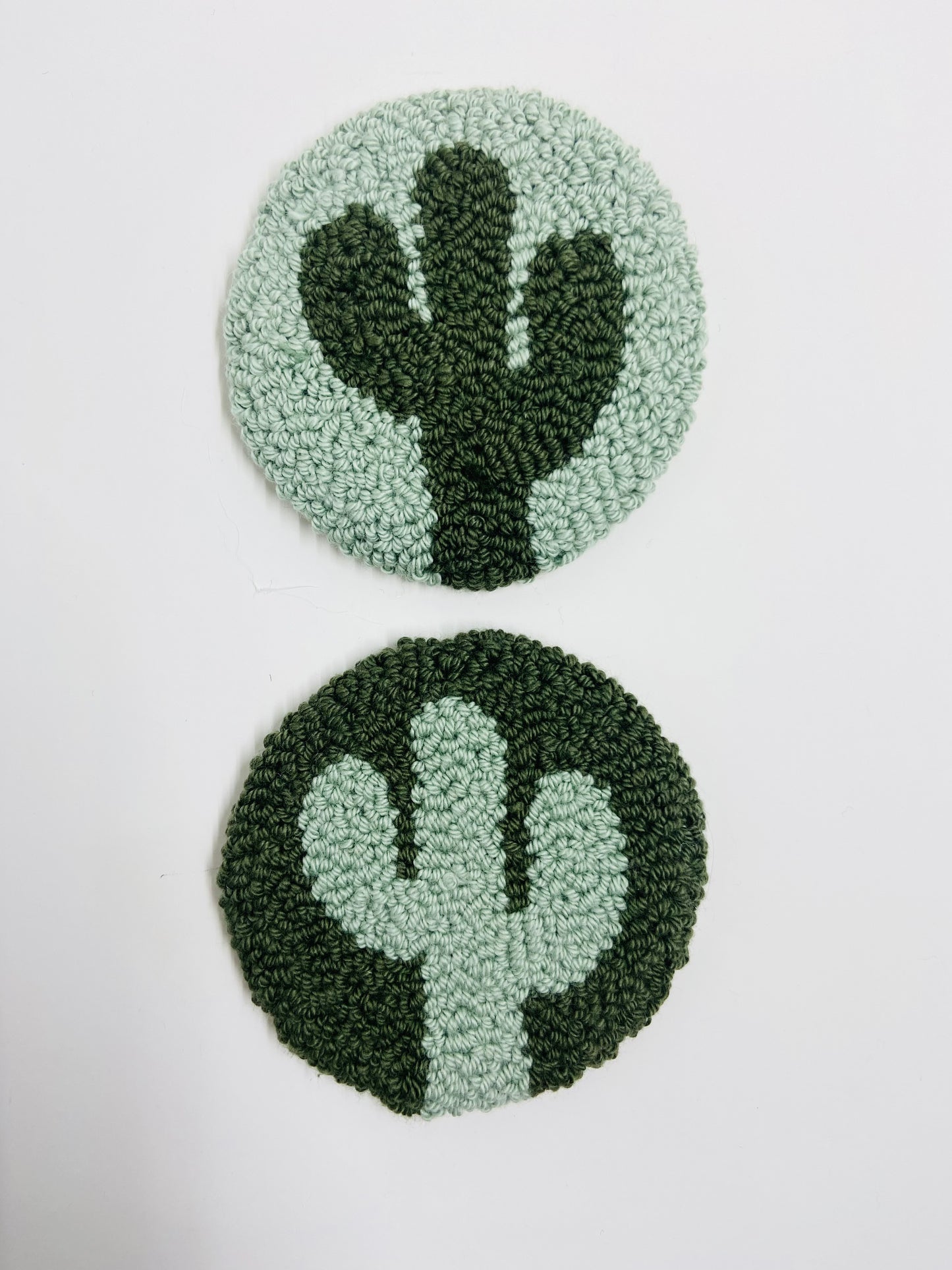 punch needle car coasters - 2 pack