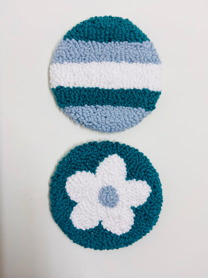 punch needle car coasters - 2 pack