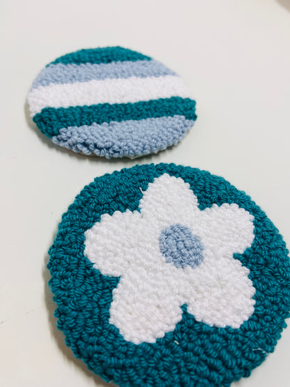 punch needle car coasters - 2 pack