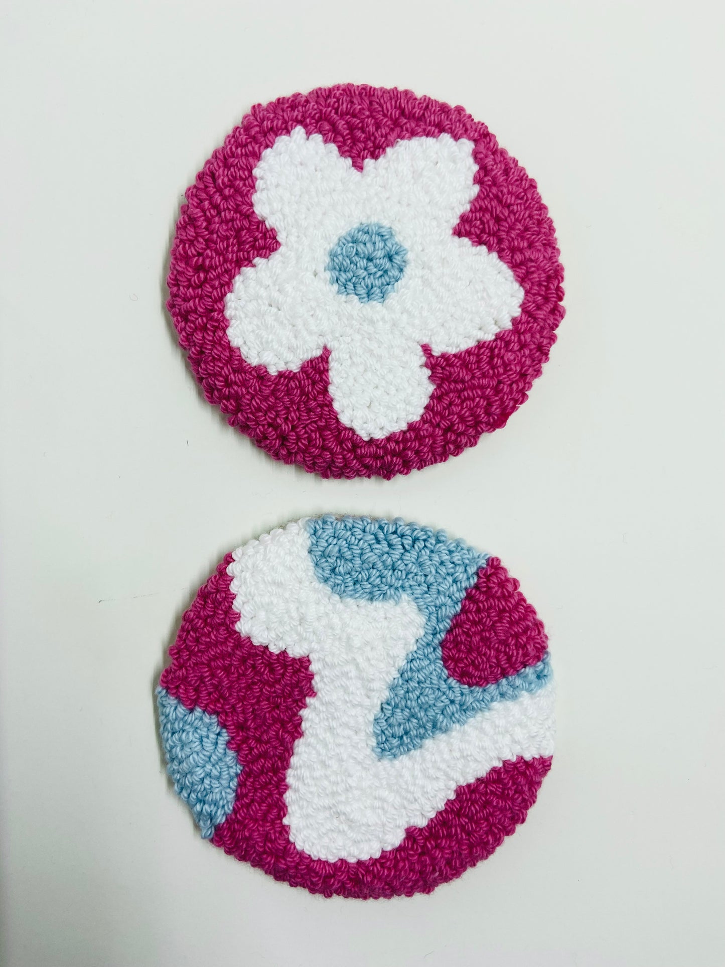 punch needle car coasters - 2 pack