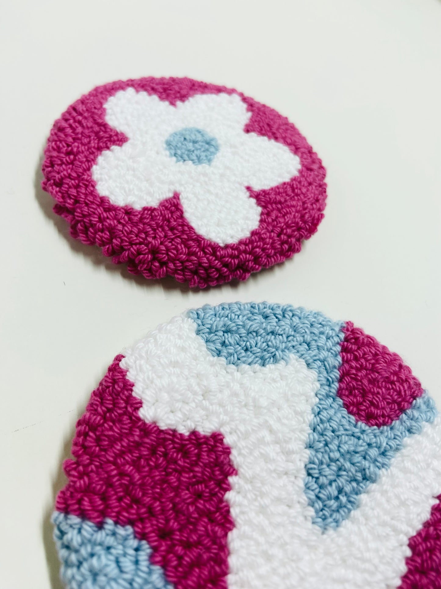 punch needle car coasters - 2 pack