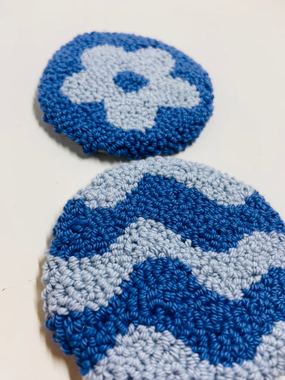 punch needle car coasters - 2 pack