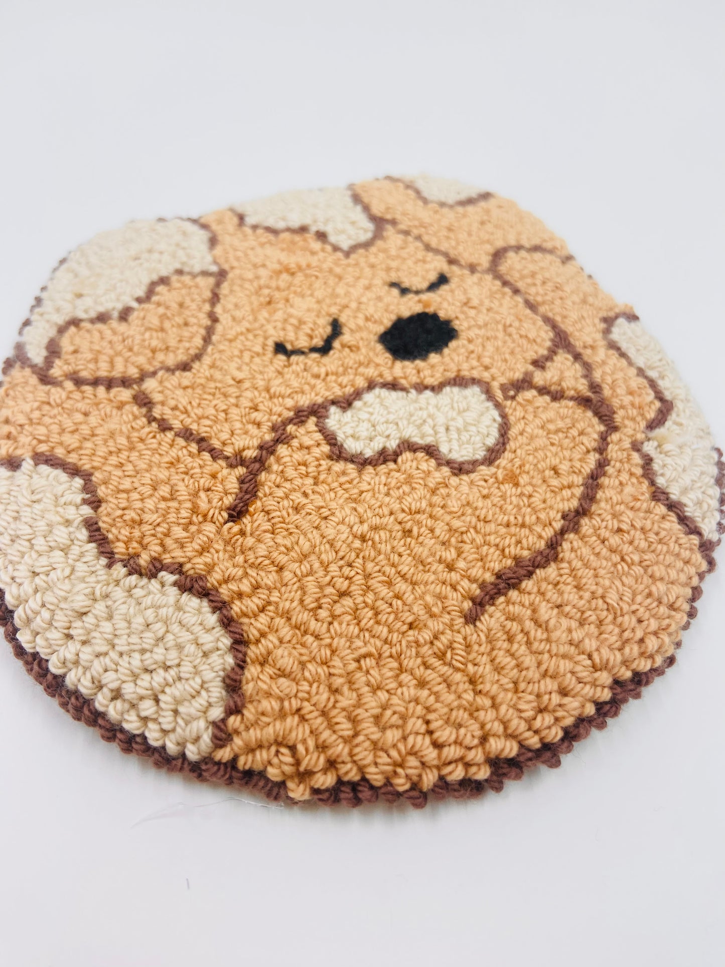 punch needle mug rug - sleepy puppy