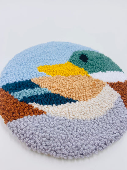 punch needle mug rug - duck