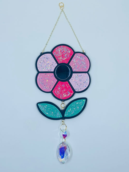 large suncatcher - pink flower