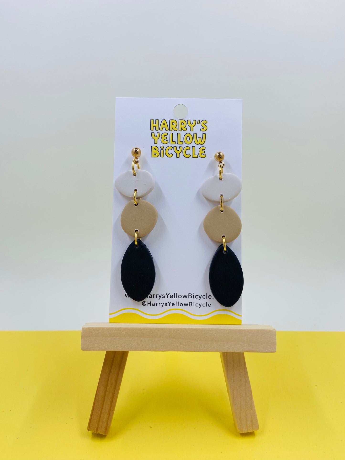 polymer clay earrings - neutral triple