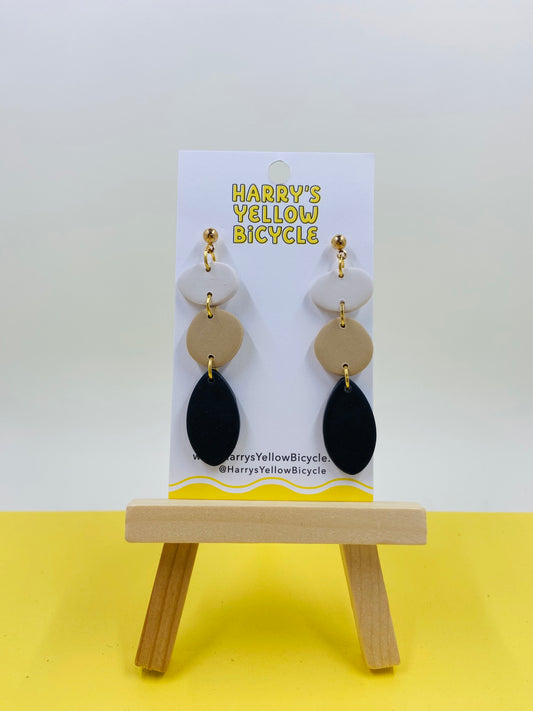 polymer clay earrings - neutral triple