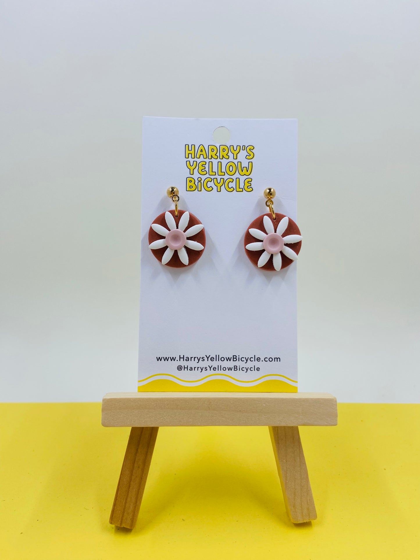 polymer clay earrings - circle flower