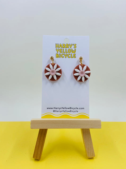 polymer clay earrings - circle flower