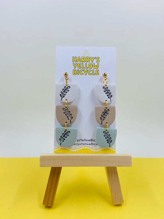 polymer clay earrings - triple foliage