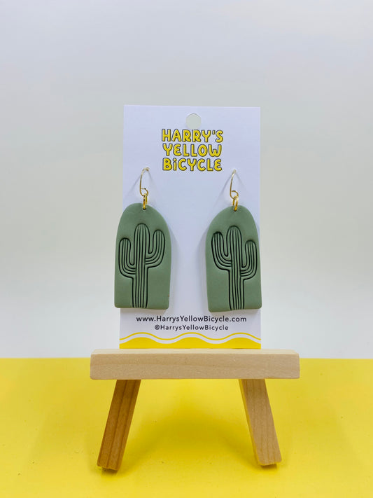 polymer clay earrings - cactus