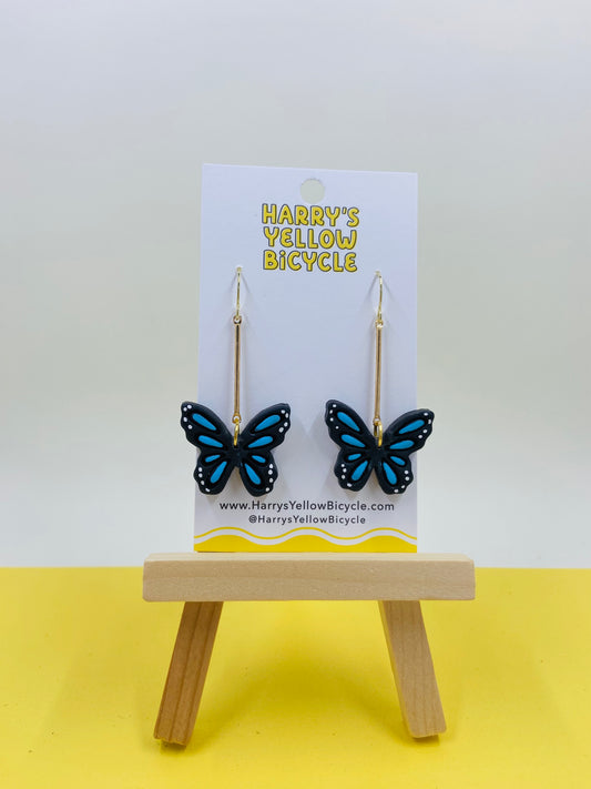 polymer clay earrings - blue butterfly