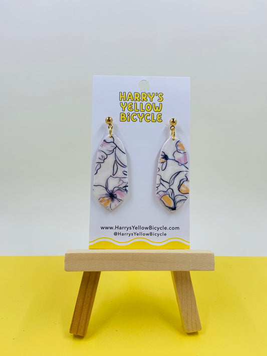 polymer clay earrings - floral print