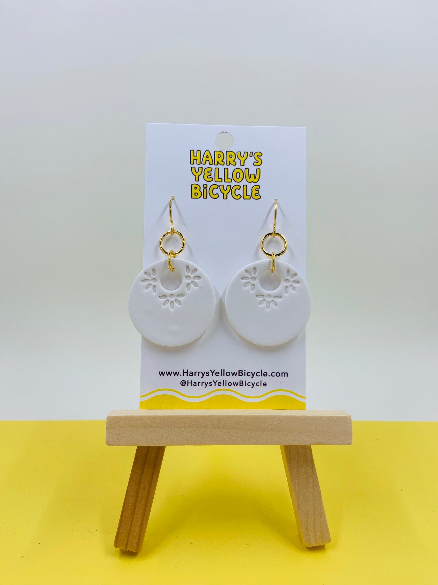 polymer clay earrings - white circles