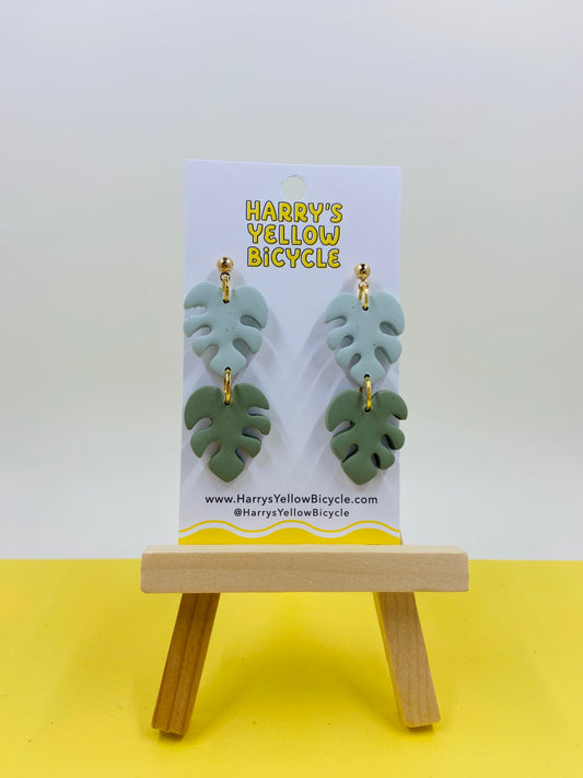 polymer clay earrings - double leaf