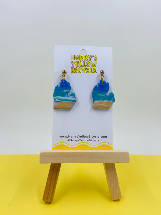 polymer clay earrings - beach michigan post