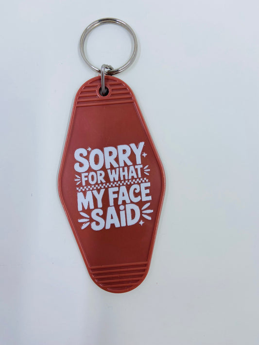 motel keychain - what my face said