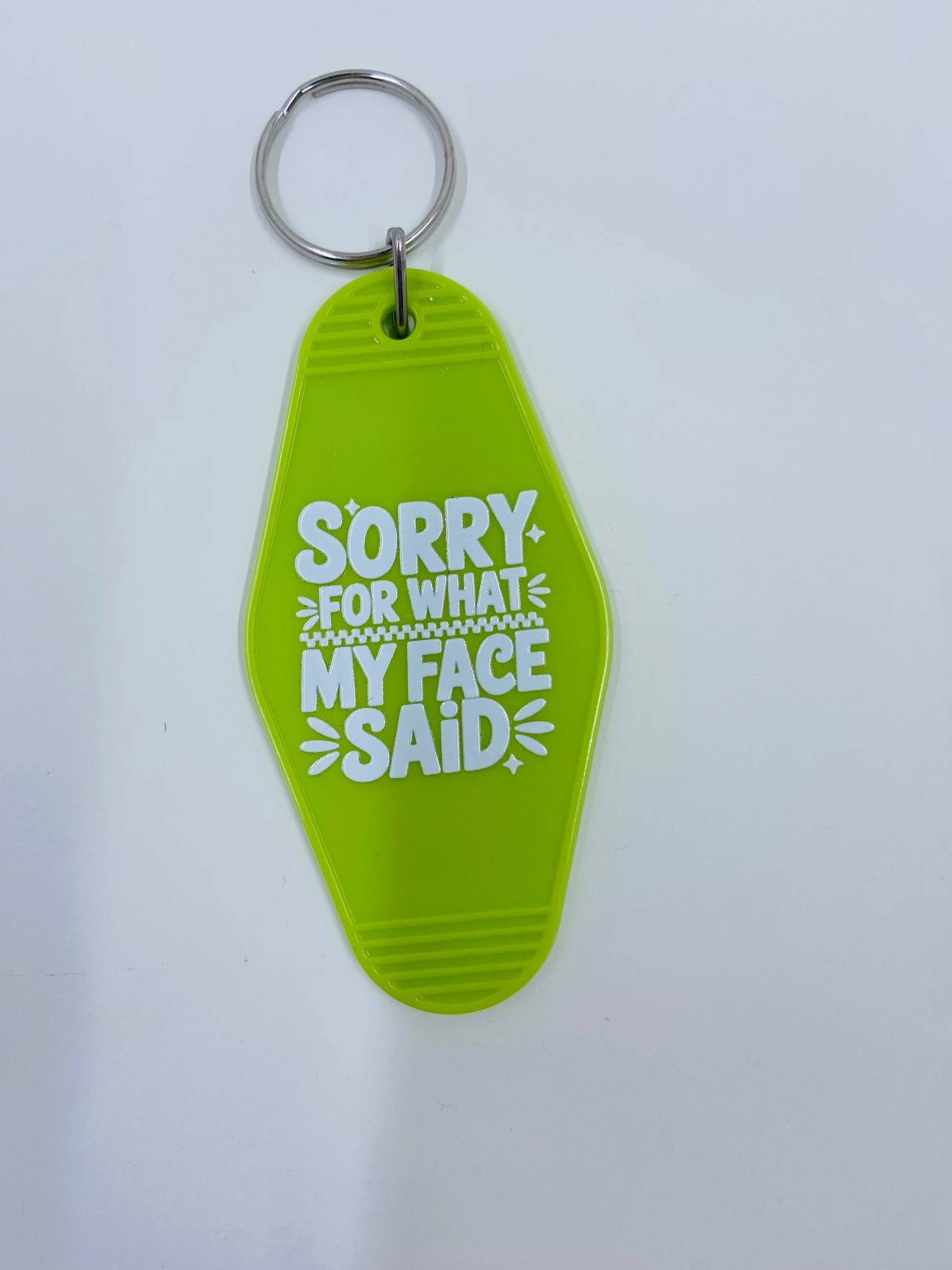 motel keychain - what my face said