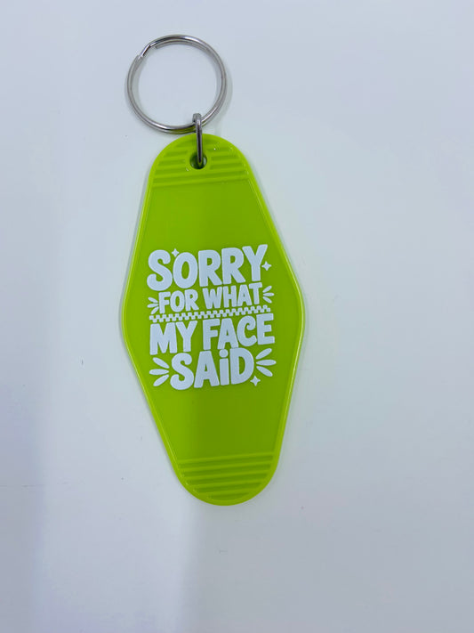 motel keychain - what my face said
