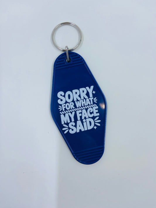 motel keychain - what my face said