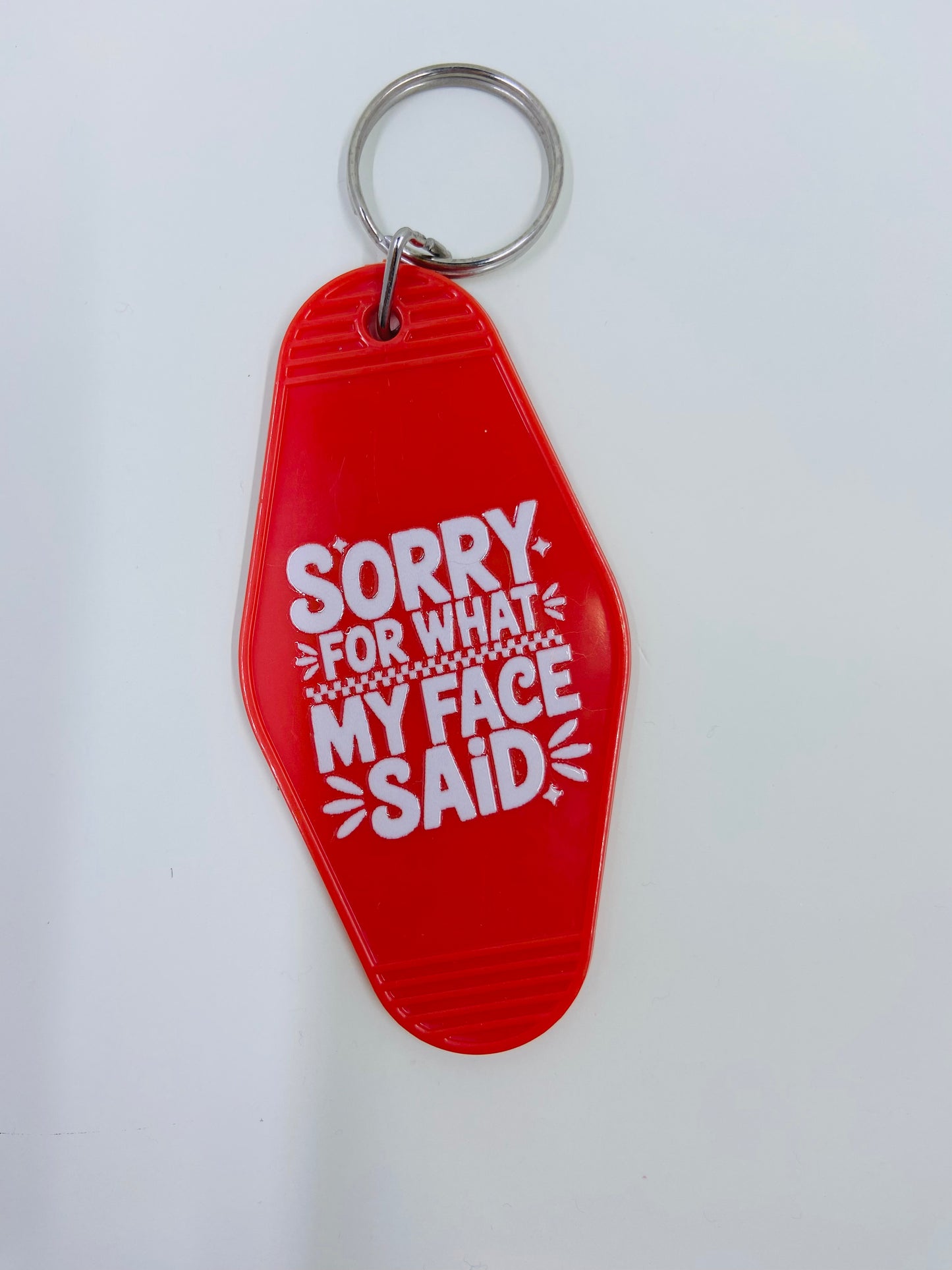 motel keychain - what my face said