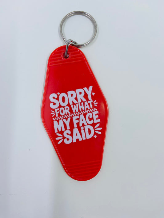 motel keychain - what my face said