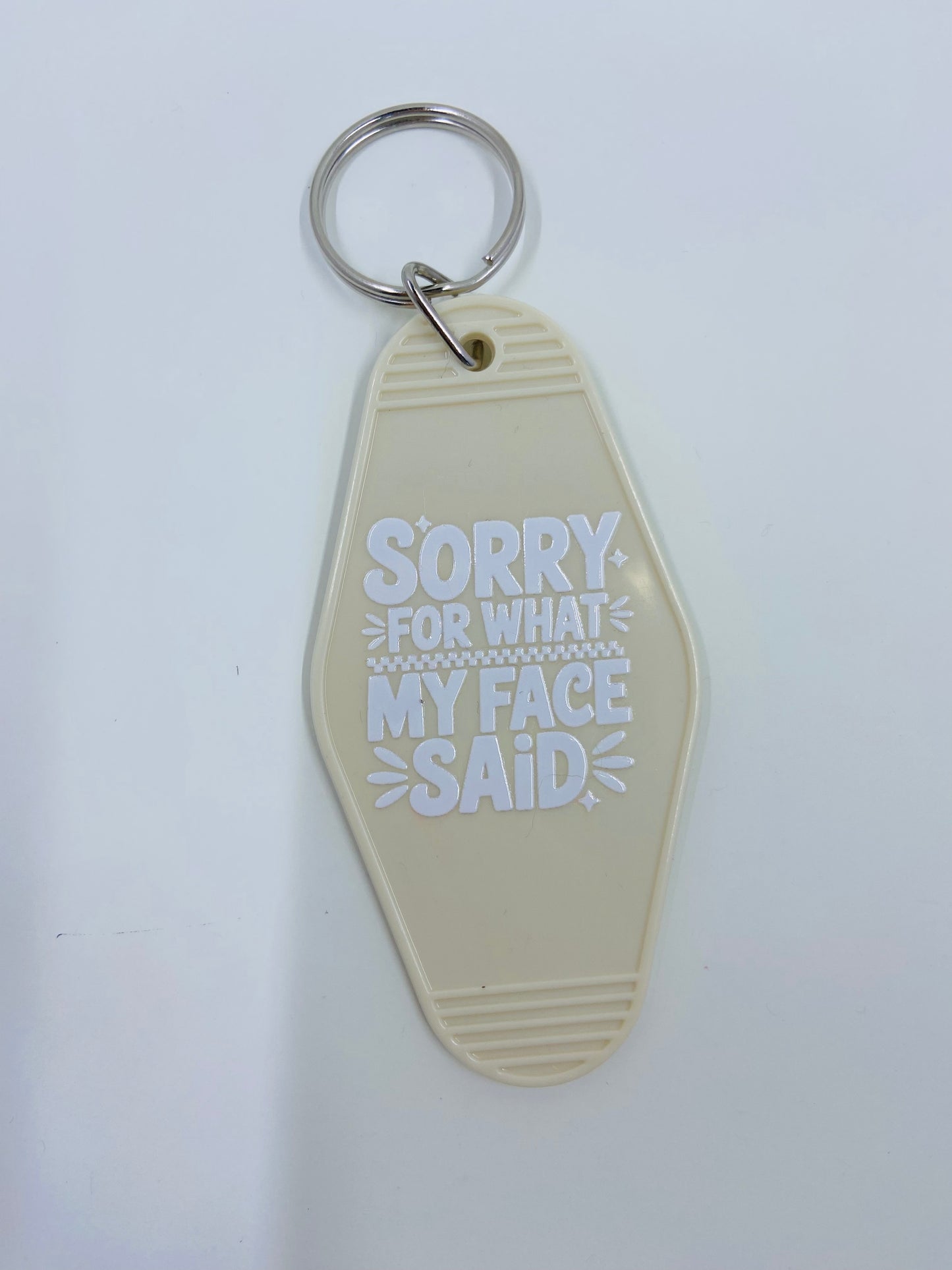 motel keychain - what my face said