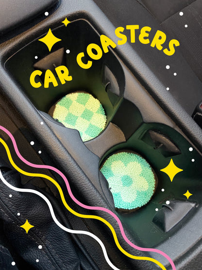 punch needle car coasters - 2 pack