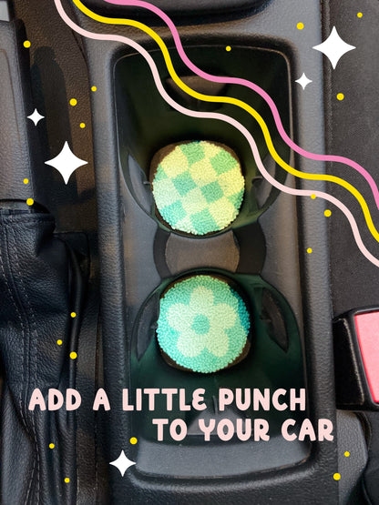 punch needle car coasters - 2 pack